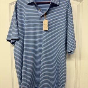 Peter Millar crown sport XL NWT Blue Striped Men's Polo Shirt golf